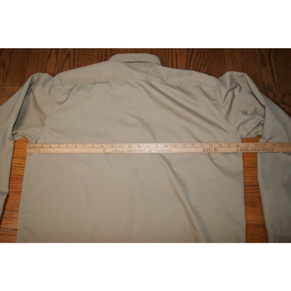 Vintage Oshkosh Best-Prest Tan Mens XL Long Sleeve Snap Button Work Shirt Stains - Picture 13 of 16